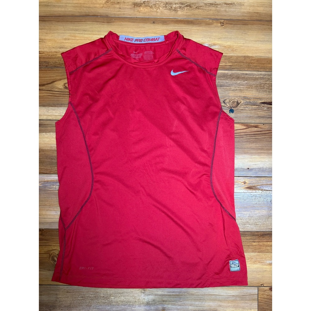 Nike Pro Combat Dri-FIT Mens Sleeveless Compression Shirt Red Large